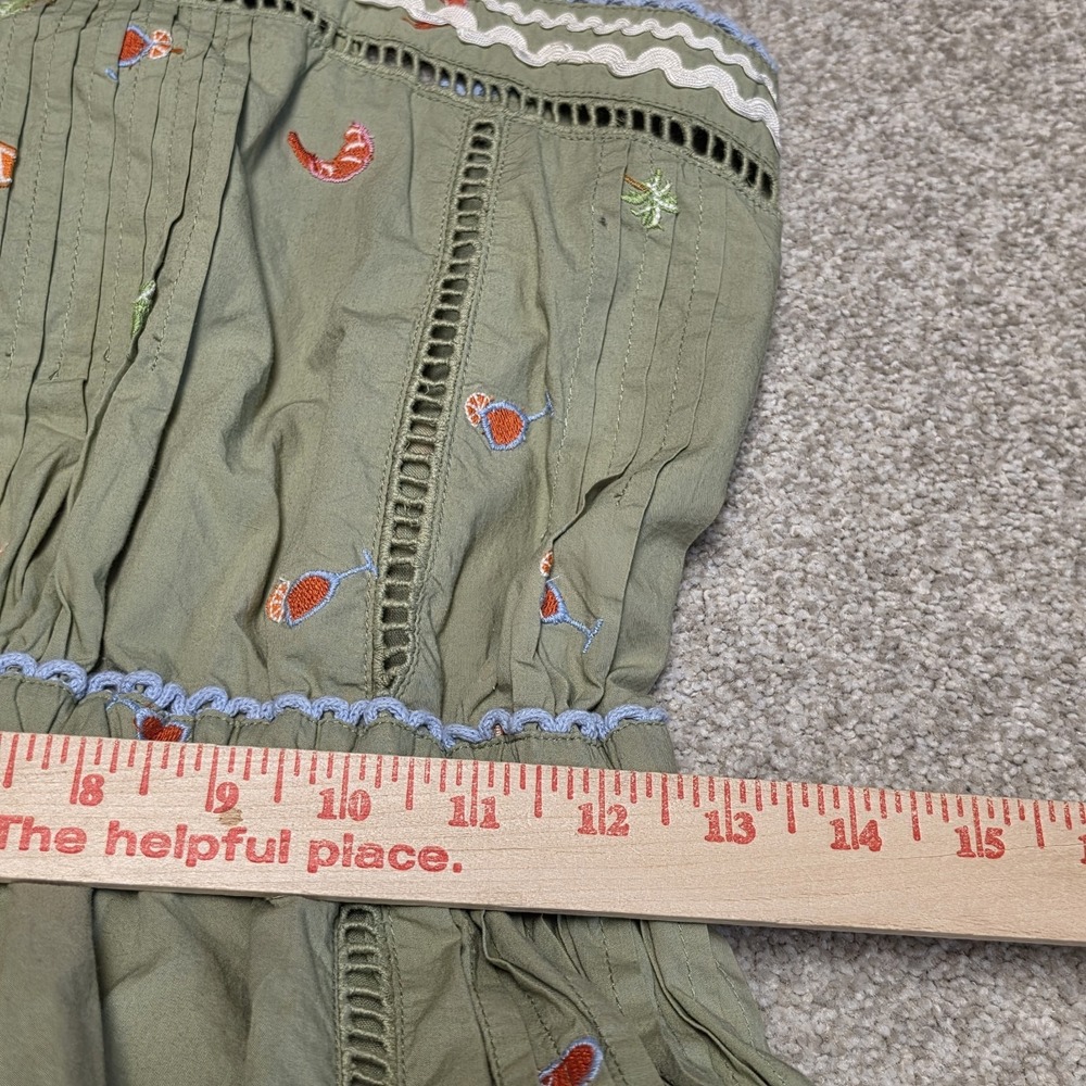 Roller Rabbit S Green Embroidered Fruit Maxi Dress Ric Rac Boho Cottagecore - Picture 8 of 10